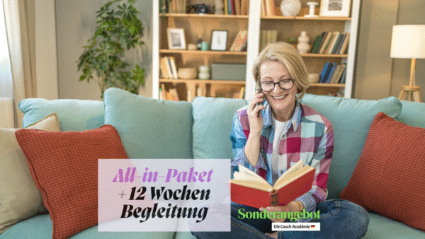 All-in-Paket + 12 Wochen Begleitung. Enthalten sind die Lektionen ①, ②, ③, ④ und ⑤. 🇩🇪