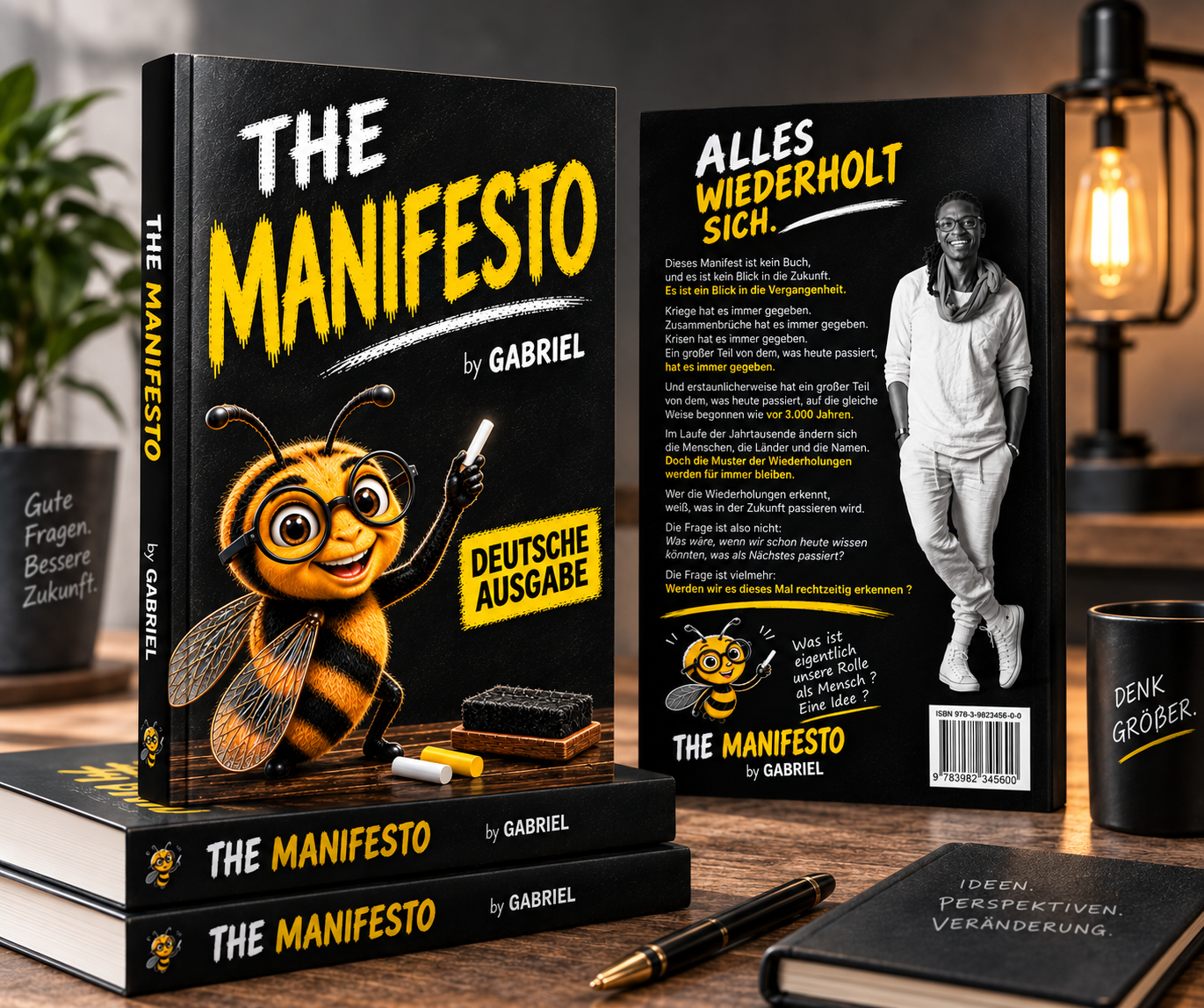 The Manifesto – Vorderseite, Rückseite und Buchausgaben von Gabriel